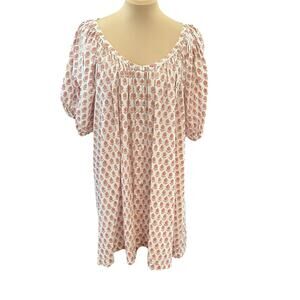 Doen SZ XL Josette Babydoll Dress Traveler Block Print Cottagecore $245 MSRP